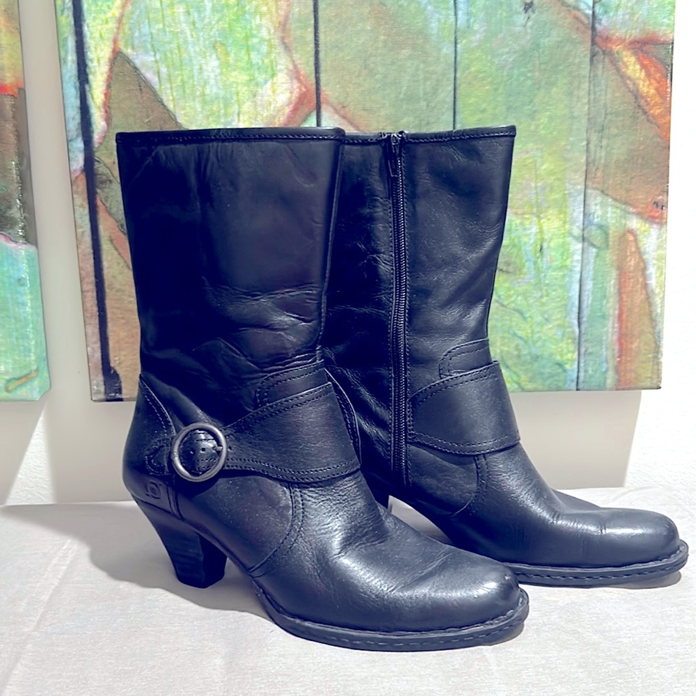 BORN ALL LEATHER MID-CALF BOOTS SIZE 9.5